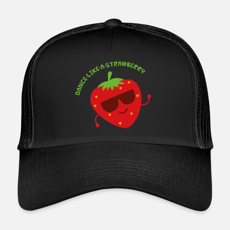 Tanzende Erdbeere - Trucker Cap - Schwarz/Schwarz