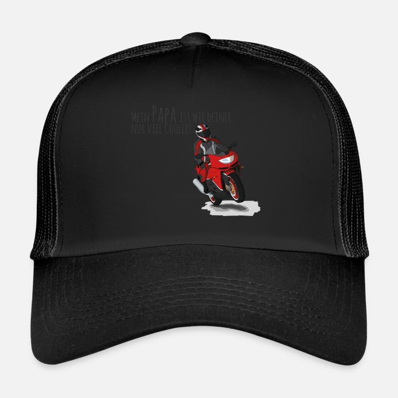 Cooler Papa mit Motorrad - Biker Daddy - Trucker Cap - Schwarz/Schwarz