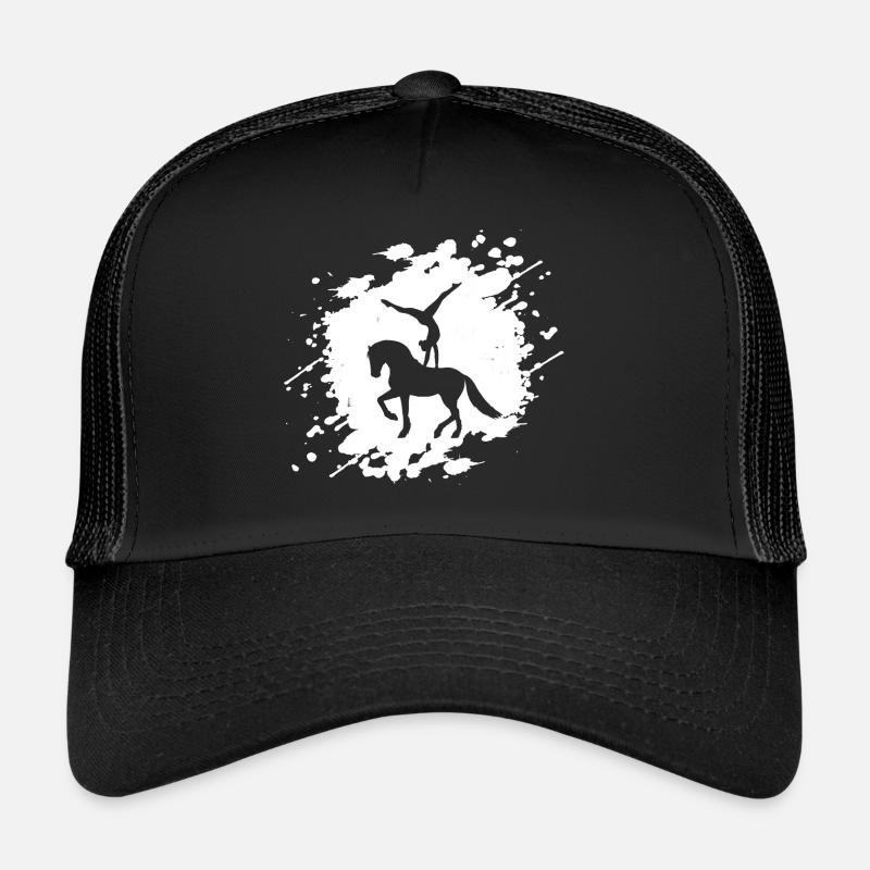 Voltigieren T-Shirt | Splash Volti mit Pferd - Trucker Cap - Schwarz/Schwarz