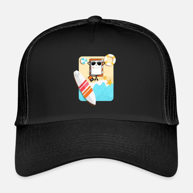 Surfing Sushi on The Beach - Trucker Cap - black/black