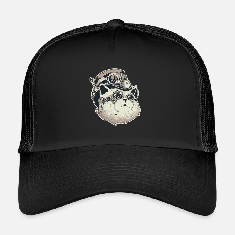 steampunk Cat - Casquette trucker  - noir/noir