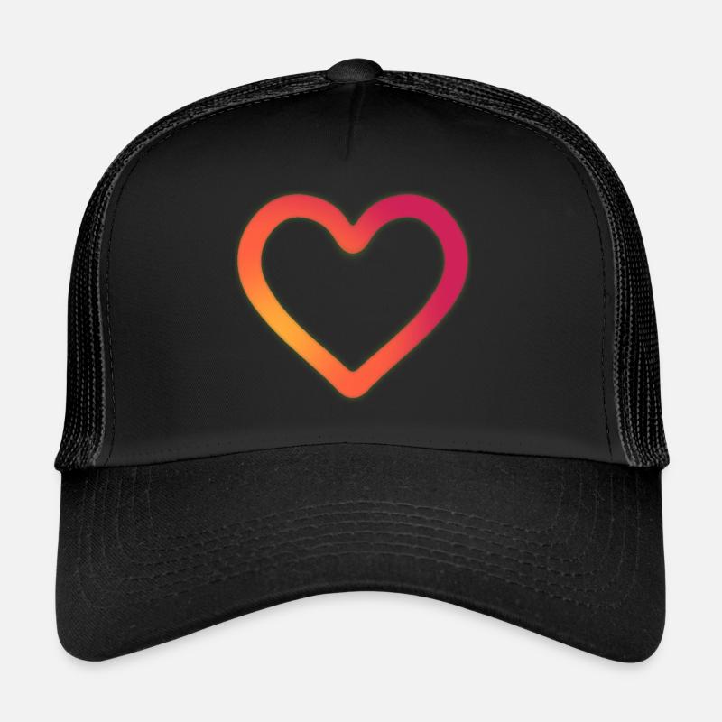 herz neon - Trucker Cap - Schwarz/Schwarz
