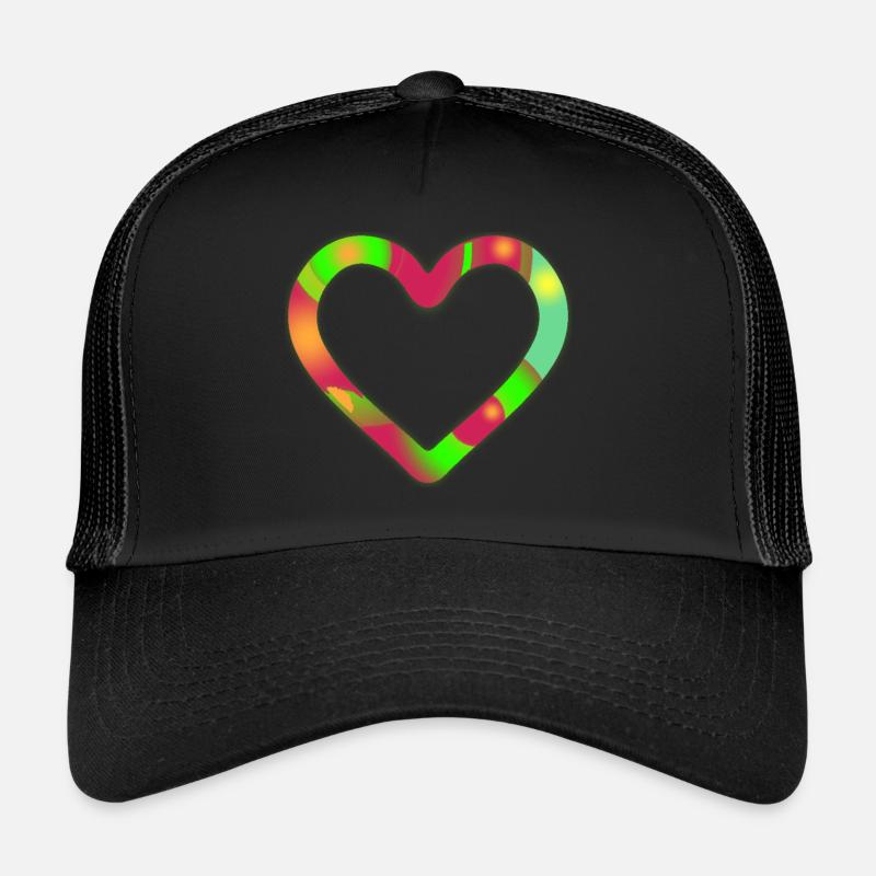 Herz neon - Trucker Cap - Schwarz/Schwarz