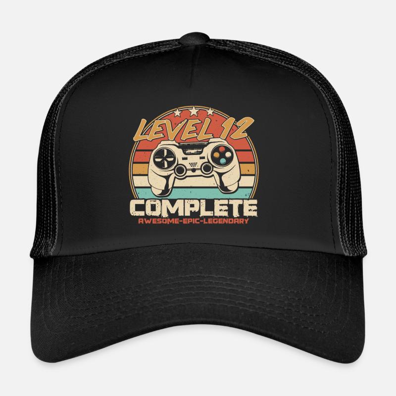 12 Geburtstag Gamer Level 12 freigeschaltet - Trucker Cap - Schwarz/Schwarz