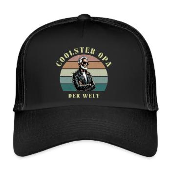 Coolster Opa der Welt - Geschenkidee - Trucker Cap - Schwarz/Schwarz - Vorne