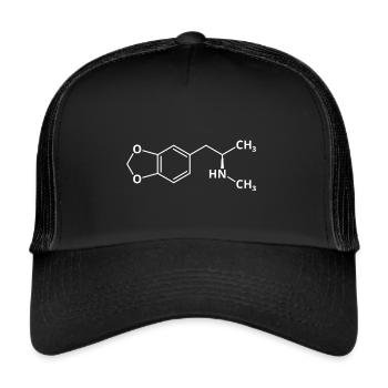MDMA Molekül XTC Ectasy Formel Festival Molly EMMA - Trucker Cap - Schwarz/Schwarz - Vorne