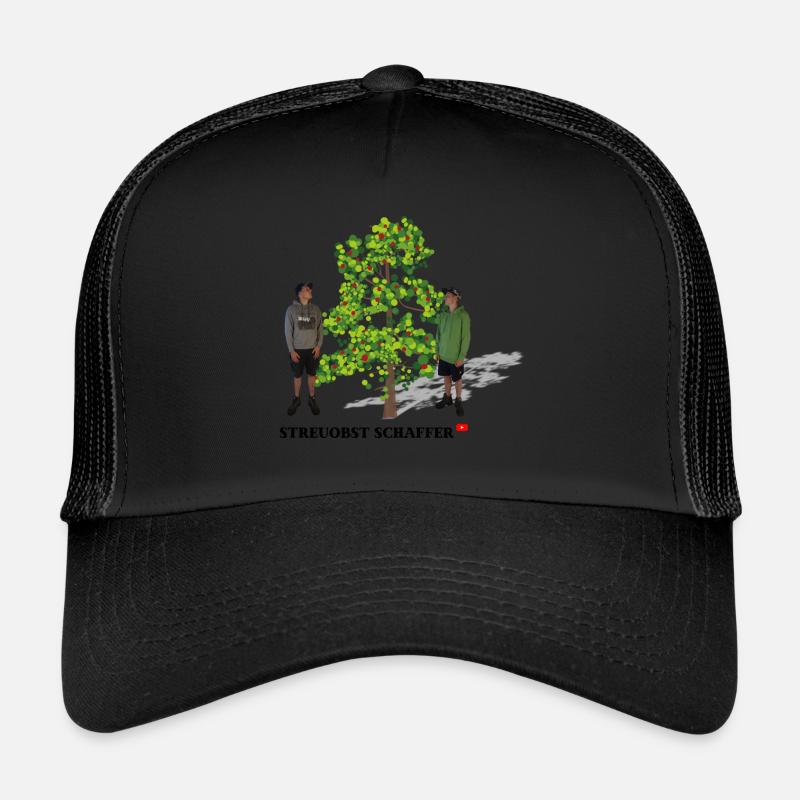 Streuobst Schaffer und ihr Apfel-Baum - Trucker Cap - Schwarz/Schwarz
