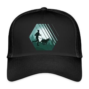 Canicross Geländelauf mit Hund Hundesport - Trucker Cap - Schwarz/Schwarz - Vorne