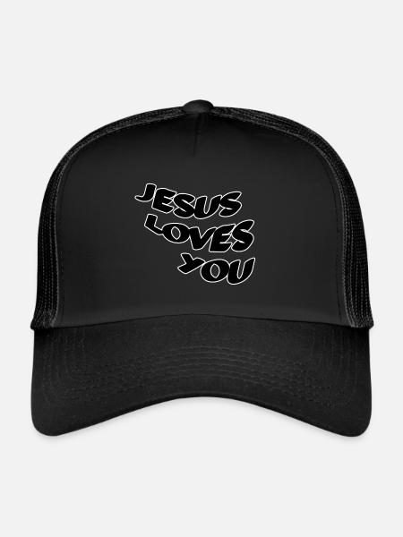 Jesus loves you - Trucker Cap - black/black - Front