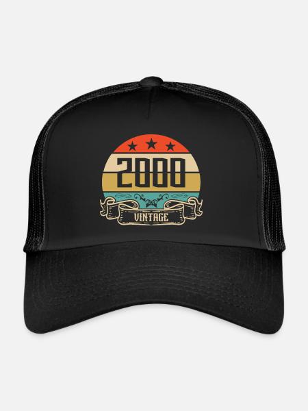 2000 Vintage Birthday Retro Classic - Casquette trucker  - noir/noir - Devant