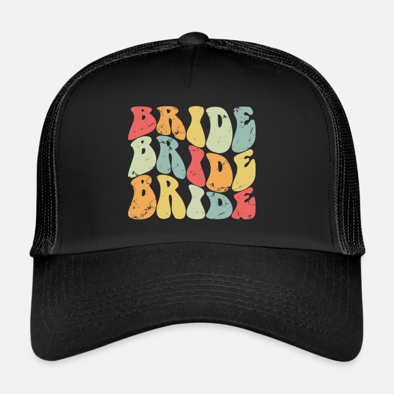 Retro Bride Matching Couple Engagement Wedding Trucker Cap