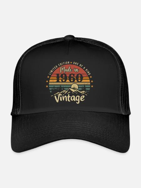 1960 Anniversaire Né En 1960 Édition Limitée - Casquette trucker  - noir/noir - Devant