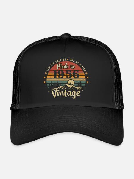 1956 Anniversaire Né En 1956 Édition Limitée - Casquette trucker  - noir/noir - Devant
