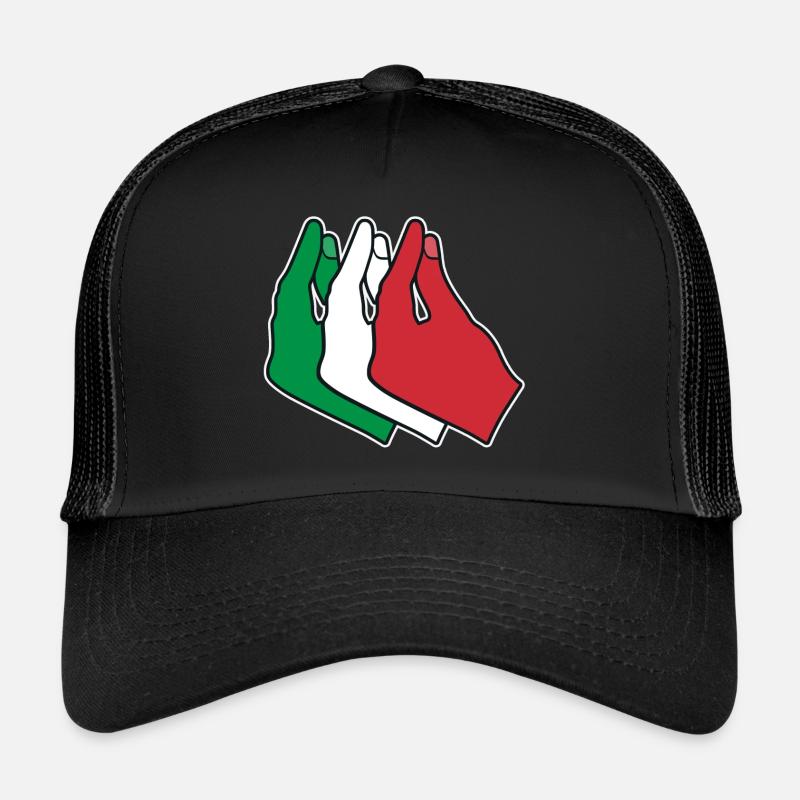 Drapeau de l’Italie drôle de geste de la main capisci ? Casquette trucker 