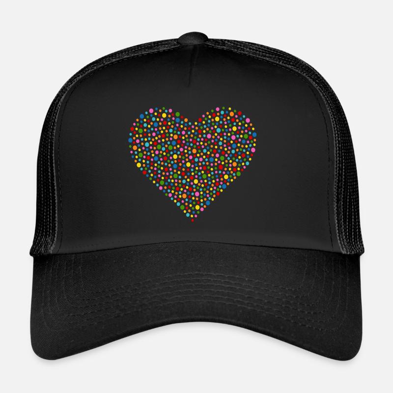 Konfetti Herz - Trucker Cap - Schwarz/Schwarz