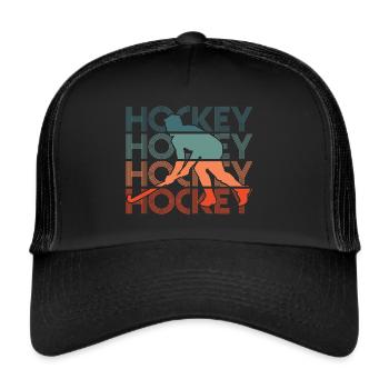 Rétro Hockey sur gazon Joueur de hockey sur gazon Joueur de hockey - Casquette trucker  - noir/noir - Devant