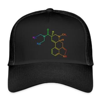 Molécule de LSD Bicycle Day Acid chemistry drug drug - Casquette trucker  - noir/noir - Devant