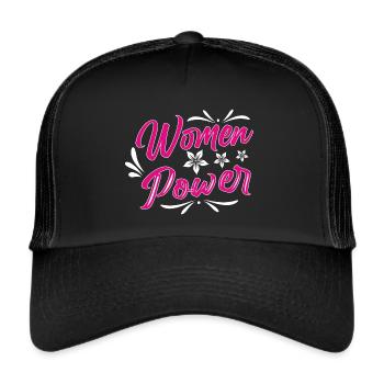 Girls Frauentag Frauenpower 8.März Weltfrauentag - Trucker Cap - Schwarz/Schwarz - Vorne