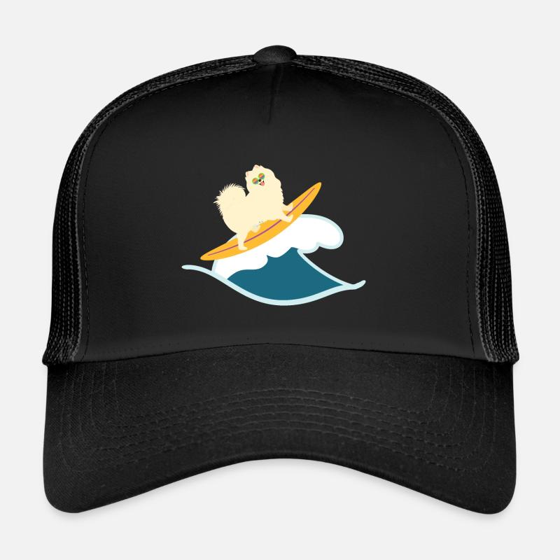 Surfen Samojede Hund - Trucker Cap - Schwarz/Schwarz