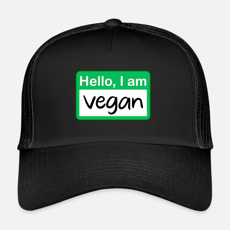 hello i am vegan - grün - Trucker Cap - Schwarz/Schwarz