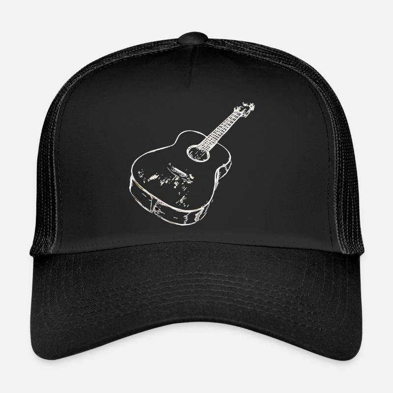 Akustische Gitarre - Trucker Cap - Schwarz/Schwarz