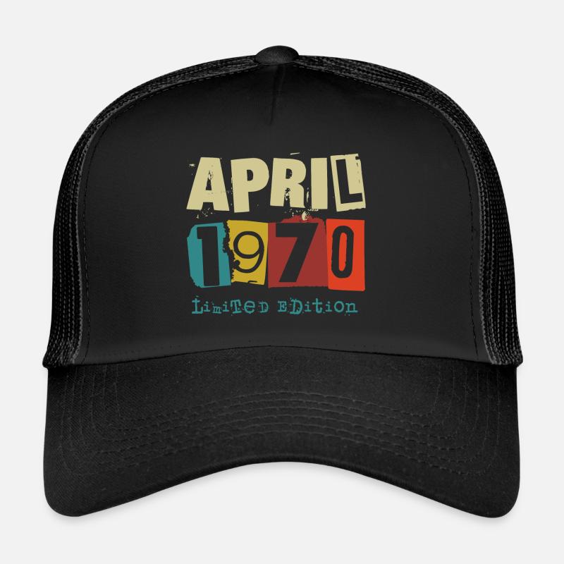 April 1970 50. Geburtstag 50 Jahre Geschenk - Trucker Cap - Schwarz/Schwarz