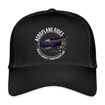 Flugzeug, Doppeldecker, Fliegerrei, fliegen - Trucker Cap - Schwarz/Schwarz - Vorne