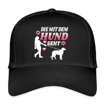 Die mit dem Hund geht - Trucker Cap - Schwarz/Schwarz - Vorne