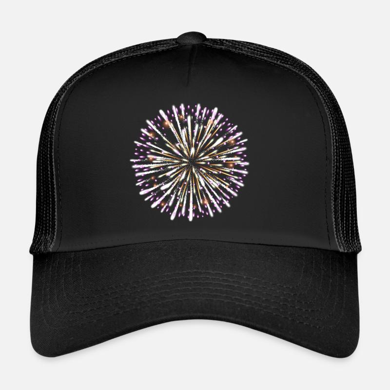 Feu d’artifice violet blanc et or - Casquette trucker  - noir/noir