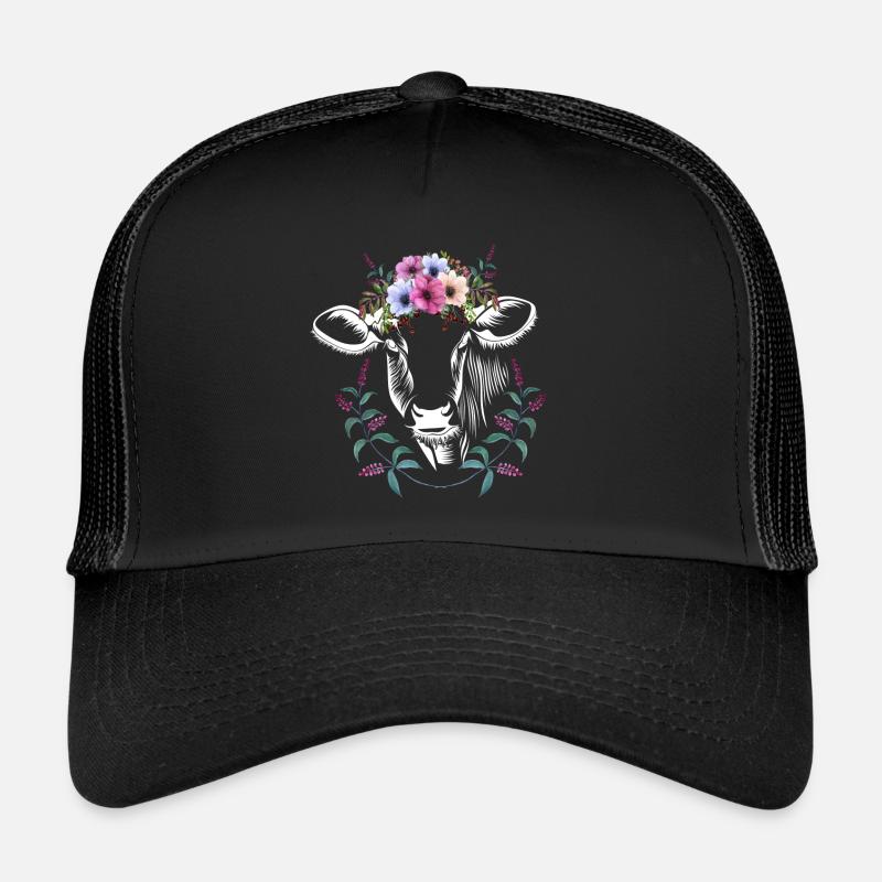 Kuh vintage Kühe Muh - Trucker Cap - Schwarz/Schwarz
