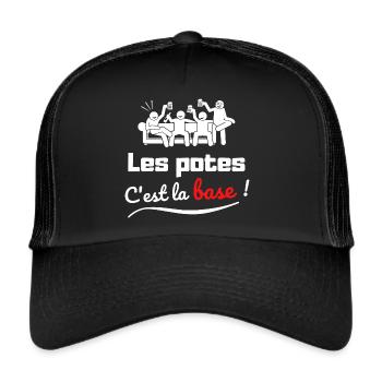 Les potes c'est la base - Casquette trucker  - noir/noir - Devant