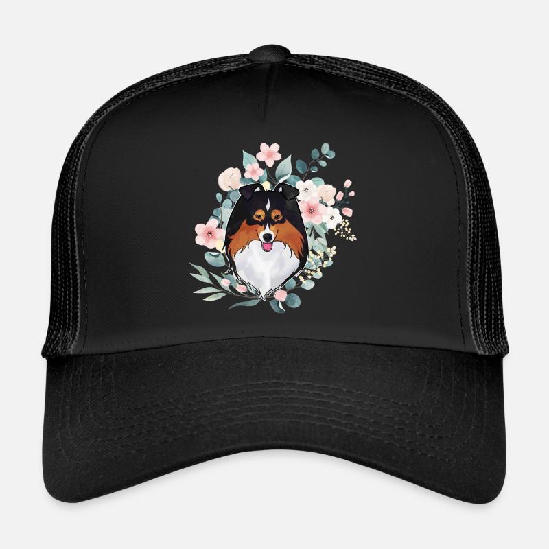 Sheltie schwarze Triblüten - Trucker Cap - Schwarz/Schwarz