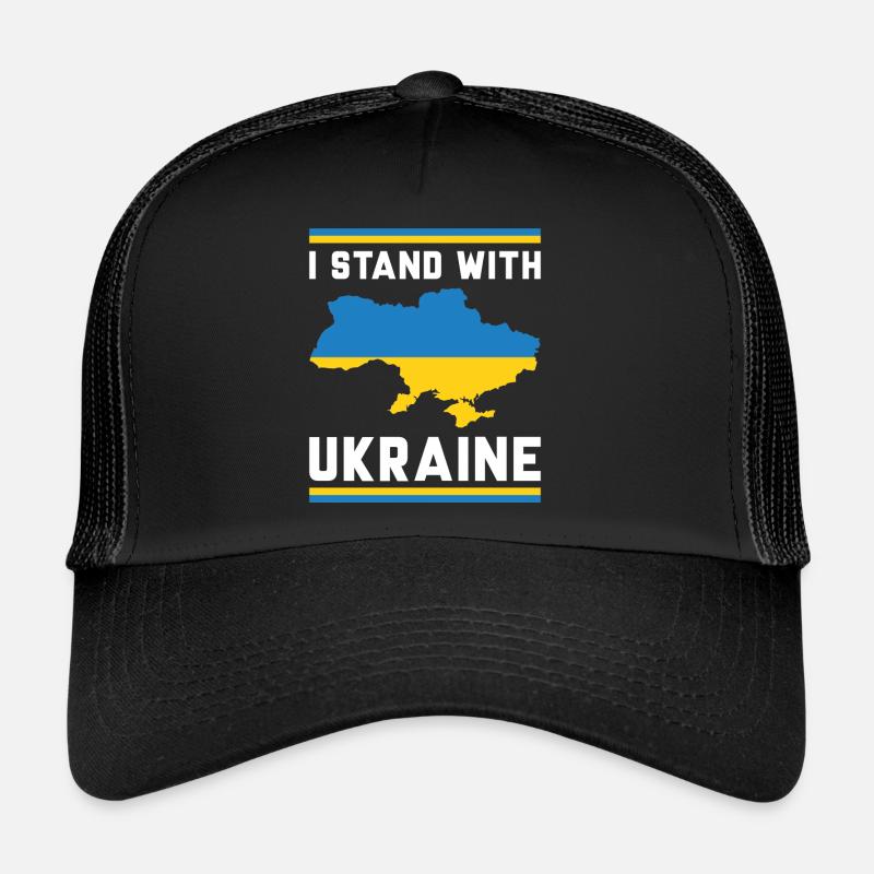 Ich stehe an der Seite der Ukraine - Trucker Cap - Schwarz/Schwarz