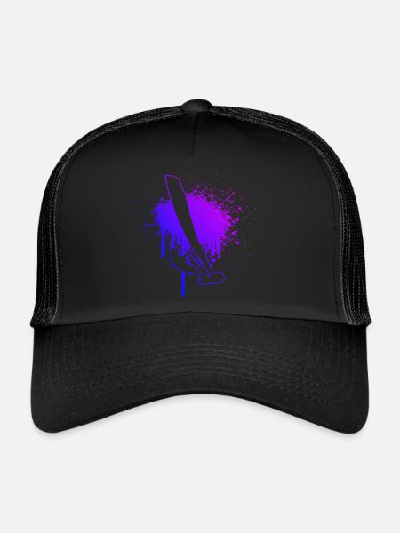 Surfing Windsurfer Windsurfing Surfer Men - Trucker Cap - black/black - Front