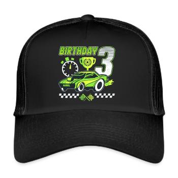 3rd birthday racing car 3 years old racing driver - Trucker Cap - black/black - Front