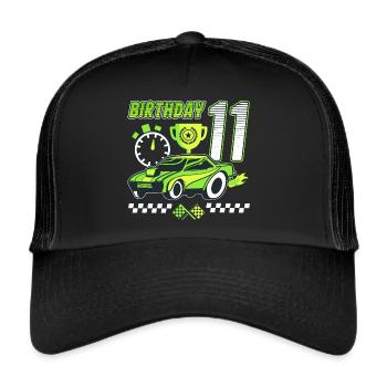 11th birthday racing car 11 years old racing driver - Trucker Cap - black/black - Front