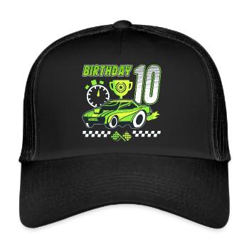 10th birthday racing car 10 years old racing driver - Trucker Cap - black/black - Front