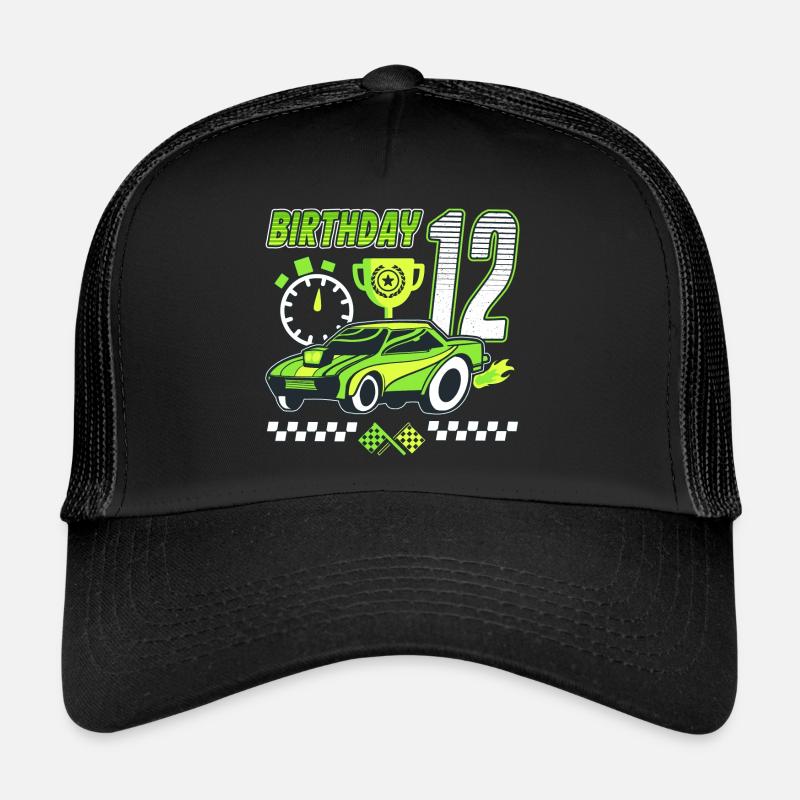 12th birthday racing car 12 years old racing driver - Trucker Cap - black/black