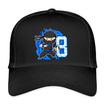 Ninja 8th Birthday Boy 8 years old Ninjas - Trucker Cap - black/black - Front