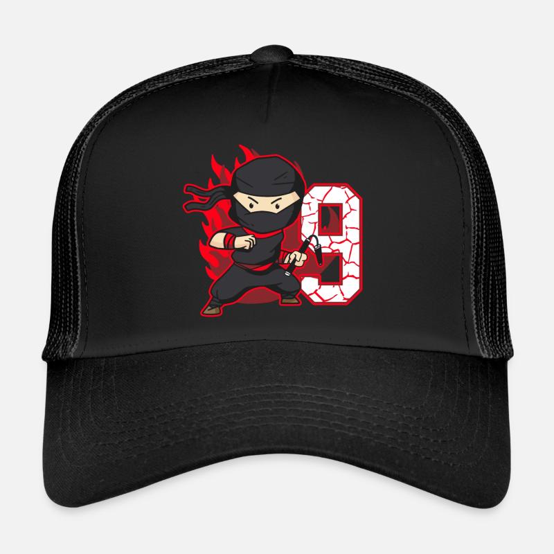 Ninja Fighter Birthday Boy 9 ans Ninjas Casquette trucker 