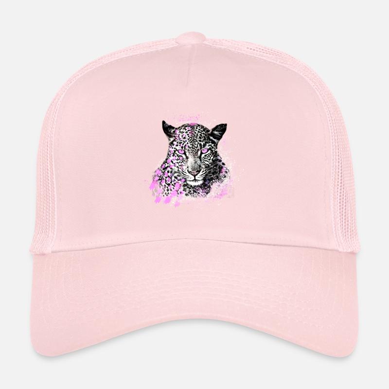 leopard, cat, wildcat, graffiti, painting,pink Trucker Cap