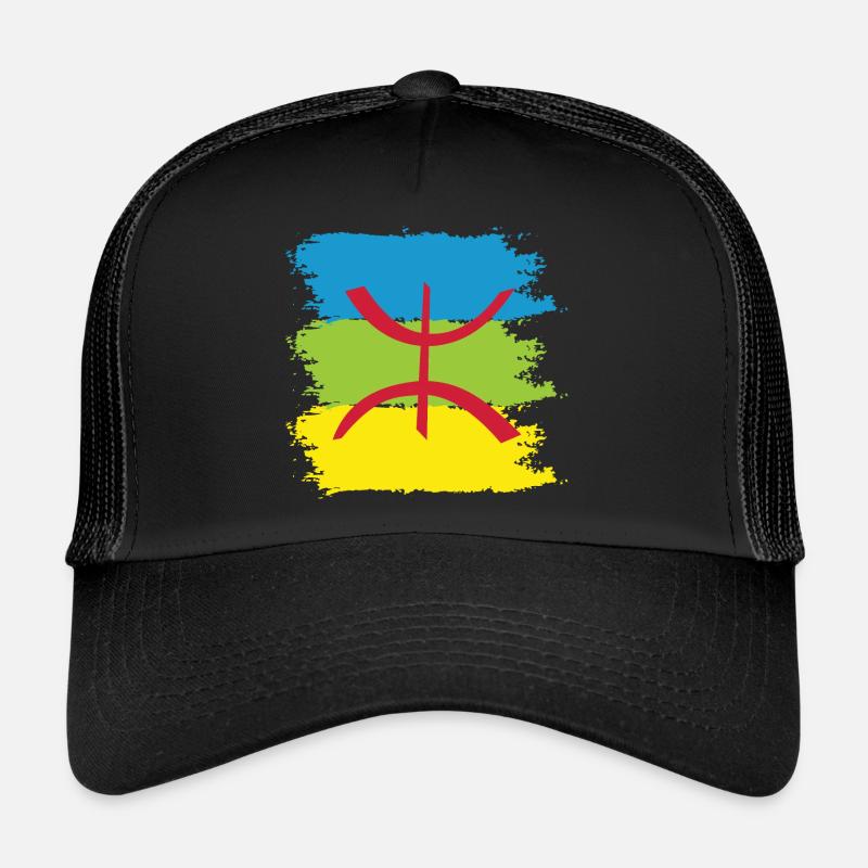Drapeau Amazigh - Casquette trucker  - noir/noir