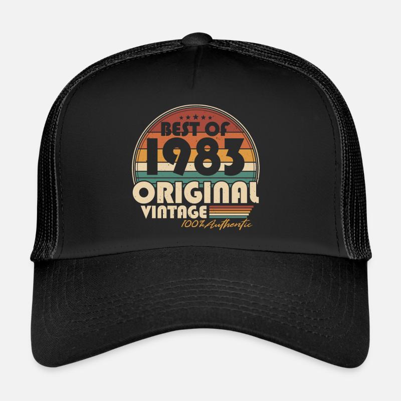 1983 Jahrgang Vintage Geburtstag Retro Geschenk - Trucker Cap - Schwarz/Schwarz