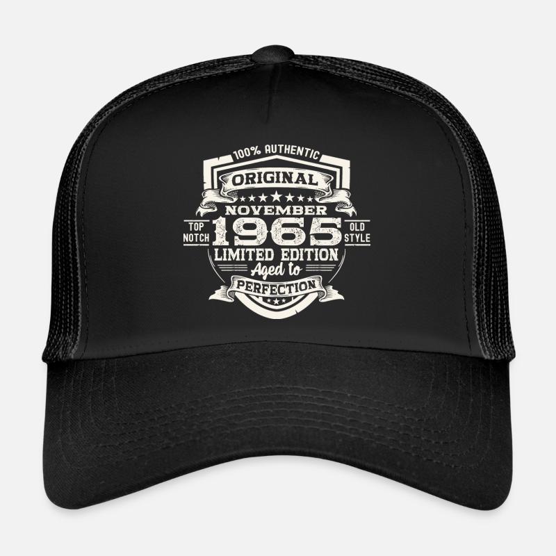Original November 1965 57. Geburtstag Geschenk - Trucker Cap - Schwarz/Schwarz