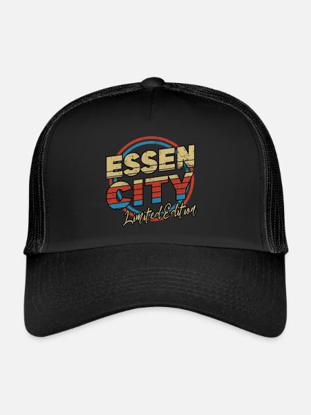 Essen Germany City Font 80s Style - Trucker Cap - black/black - Front