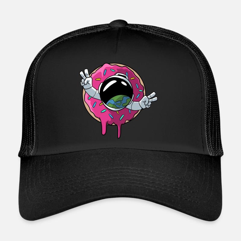 Astronaut floats through a donut Trucker Cap