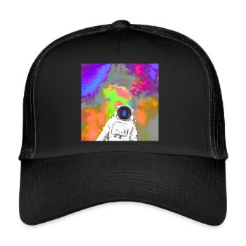 Astronaut in front of space supernova artwork - Trucker Cap - black/black - Front