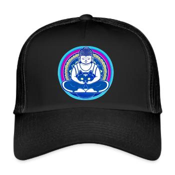 Symbol Buddha with cat - Trucker Cap - black/black - Front