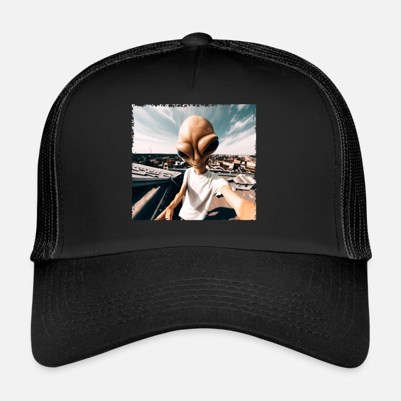 Alien Rooftop Selfie - Trucker Cap - Schwarz/Schwarz