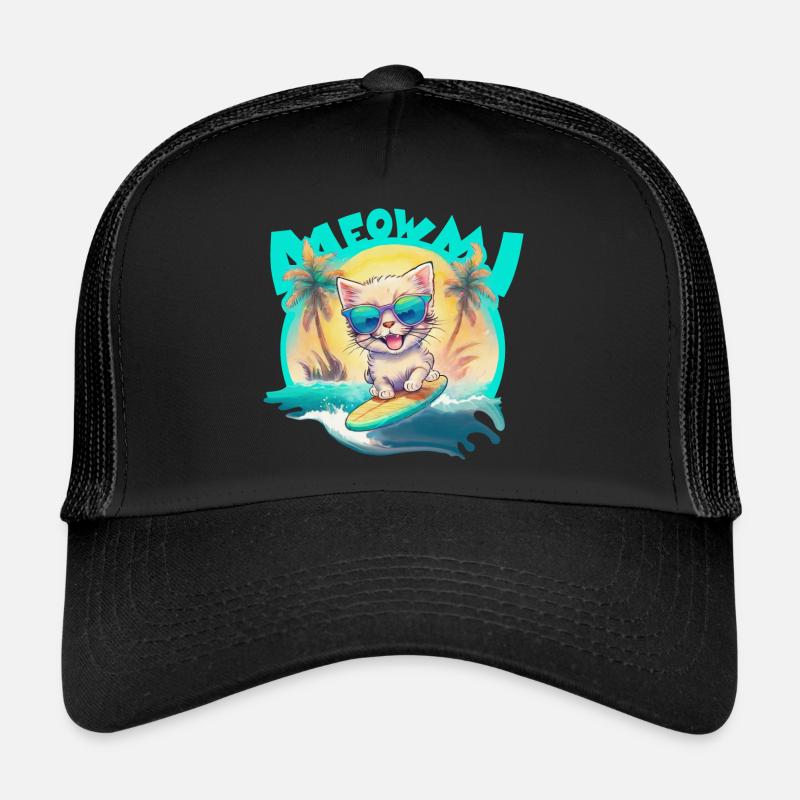 Chaton Surfeur Casquette trucker 